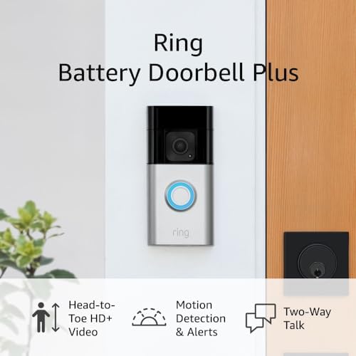 Ring Battery Doorbell Plus (newest model), Home or business security, Head-to-Toe HD+ Video, motion detection & alerts, and Two-Way Talk