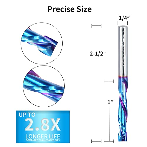 Up Down Cut Router Bits 1/4 Shank Spiral Compression Router Bit, Solid Carbide Router Bits With Nano Blue Coated For Cnc Router Bits Table Router End Mill #TOP3