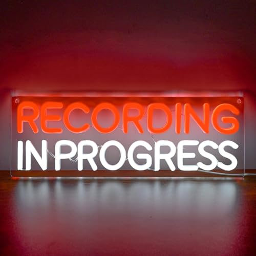 Recording In Progress Sign Adjustable LED Live Music Neon Sign Recording In Progress Neon Light Recording Studio Decor Podcast Studio Decor LED Sign for Game Bedroom