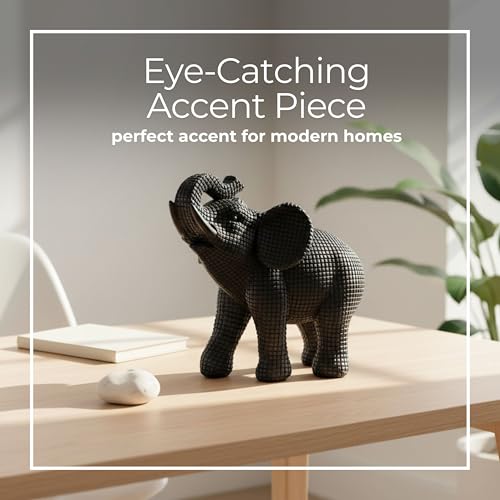 Figura decorativa de elefante en resina negra 7 pulgadas miniatura 4