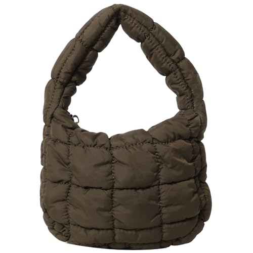 Image of Quilted MINI Handbag and Purses Women Puffer Nylon Hobo Cotton Padded Purse Work Travel Lightweight