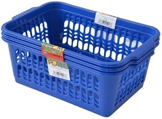 Wham Deep Blue Set of 3 Medium Plastic Handy Fruit Vegetable Basket Kitchen Office Storage