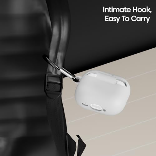 Image of Sounce Airpods 4th Generation Case Cover 2024, Soft Silicone Skin Cover Shock-Absorbing Full Protective Case with Keychain for New Apple Airpods 4 Case [Front LED Visible] (White)