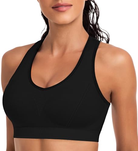 Image of Racerback Sports Bras for Women with Pads - High Impact Athletic Tank Tops for Yoga and Workout Brassieres Bra