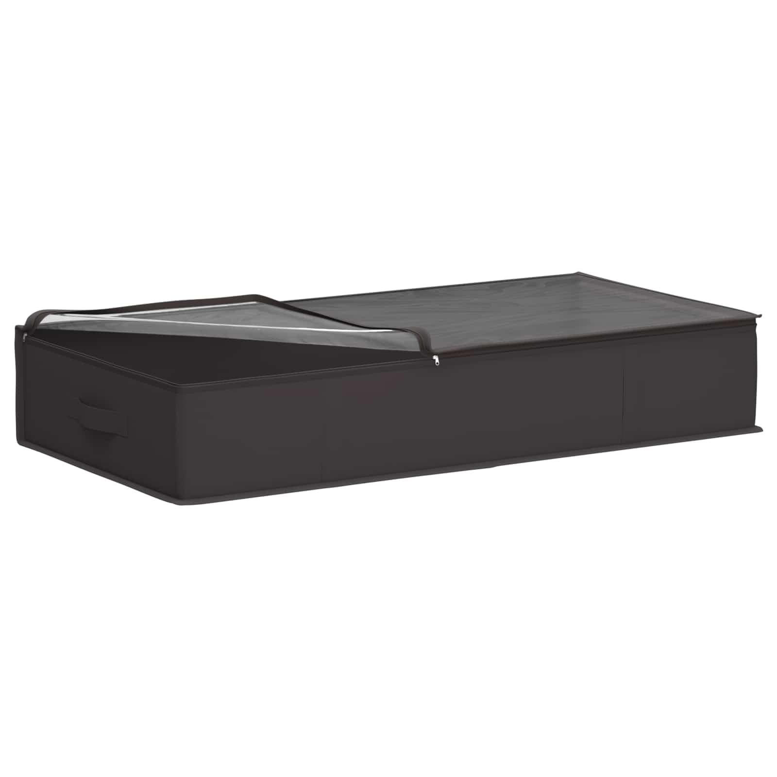 Caja de almacenaje de tela no tejida con ventana de PVC transparente, 100 x 50 x 18 cm, juego de 6 unidades, plegable, apilable, con asas, ideal para dormitorio, oficina