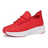 Women's Sneakers Running Shoes Non Slip Tennis Shoes Slip On Breathable Lightweight Walking Fashion Casual Sneakers Red Size 8