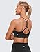CRZ YOGA Butterluxe Womens High Neck Y Back Sports Bra - Padded Halter Racerback Spaghetti Thin Strap Workout Gym Top Black Medium