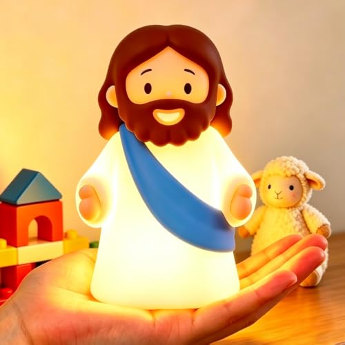 Light Up Jesus Night Light for Kids Silicone Jesus Lamp Christian Gifts