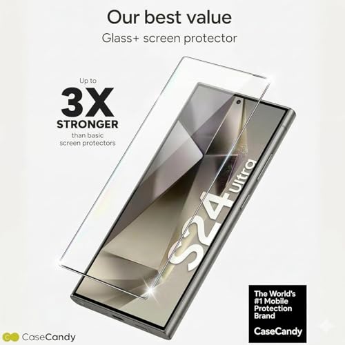 Image of Casecandy - (Pack 2 Tempered Glass Screen Protector for Samsung S24 Ultra | Edge to Edge Tempered Glass Screen Guard Sam Galaxy S24 Ultra - HD /Fingerprint Working