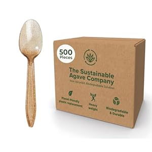 Sustainable Agave Co – Agave Fiber Spoons – 500 Count – Biodegradable, Plant-Based, Made With Upcycled Materials – Brown, Bulk