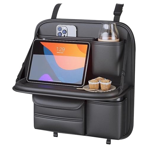Luxvara Organisateur Voiture avec Tablette, Protege Siege Voiture avec Table Pliante, Protection Siège Arrière avec Pochette, Organisateur Voitures Enfant...