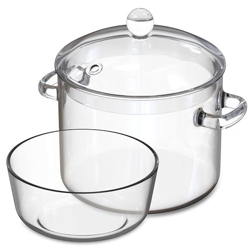 Opiniones de Sarten de vidrio comprados en linea. 42 FILULA - Ollas de vidrio para cocinar en la estufa (64 onzas/1.9 L) con tazón para servir, en una elegante caja, cacerola de vidrio borosilicato con cubierta para monitorear tu...