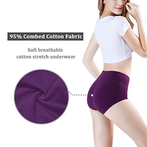 Image of wirarpa Women's Cotton Underwear High Waist Full Coverage Brief Panty Multipack