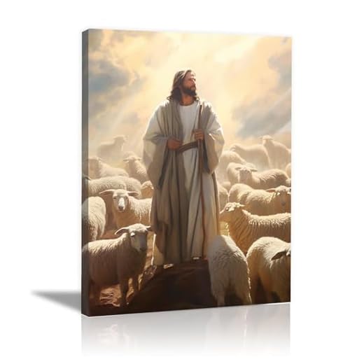 CcacHe Jesús cuadros infantiles para habitacion niño, Retrato De Jesus Blanco roto Cuadros Lienzos Salón Dormitorio Comedor Decorativos -30x40cm Enmarcado