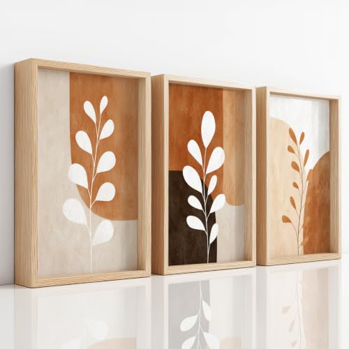 Art Mural Bohème Marron pour Salon et Chambre | Lot de 3 Toiles Botaniques A4