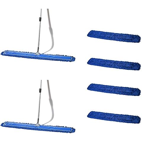 Tidy Tools 48 Inch Nylon Dust Mop with Extendable Metal Handle and 48 Inch Nylon Dust Mop Refill Bundle - 2 Mop Sets and 4 Refills Cover