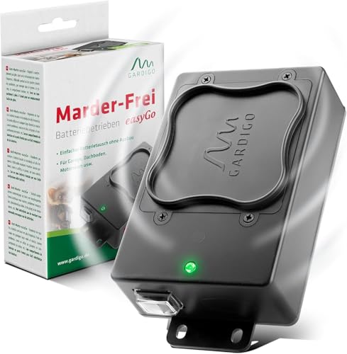 GARDIGO® Repellente Martore Auto a Batteria | Dissuasore Topi con Ultrasuoni | Sostituzione Batterie senza Rimozione | Anti Roditori Mobile per Vano Motore, Soffitta, Casa | Protezione Antiroditori