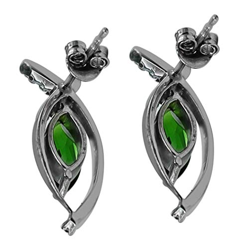 Carillon Chrome Diopside Marquise Shape Gemstone Jewelry 18K White Gold Stud Earrings For Women/Girls #TOP1