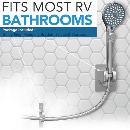 Image of RV Shower Head with Hose ABS Outdoor RV Shower Hose Kit Replacement with ON /OFF Switch for RV, Trailer, Campers, Motorhomes, Fifth Wheels, Boats (Chrome)