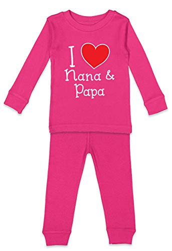 I Love My Nana & Papa - Heart Cute Kids Shirt & Pants Set
