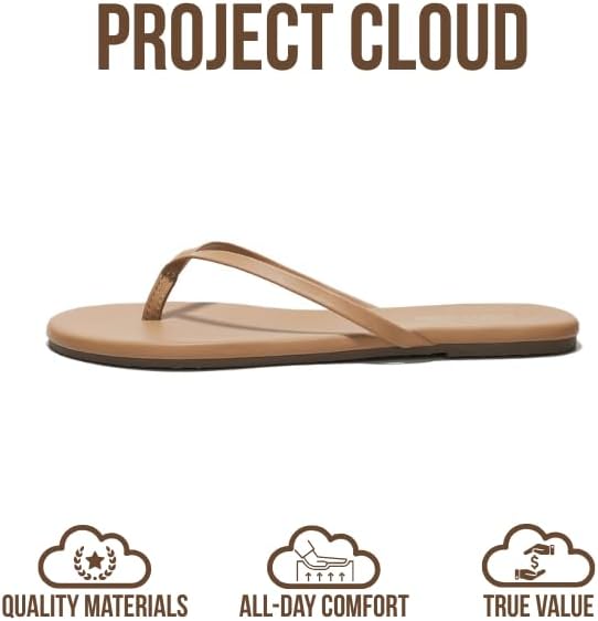 Project Cloud Flip Flops for Women Footwear- Lightweight and Memory Foam Insole Sandals for Women 2026 - Durable Non-Slip Beach Essentials Flats for Women Sandals (Foundations) - Image 4