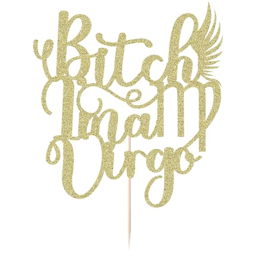 Bekaterea Glittery Big Virgo Energy Birthday Cake Decor,Happy Birthday Virgo in Augest/September,12 Zodiac Constellation Theme Party Decoration