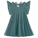 Toddler Baby Girl Dress Kids Summer Cotton Linen Ruffle Halter Sleeveless Dresses for Casual Beach P