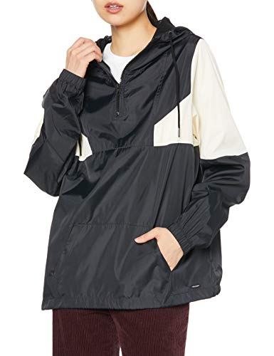Volcom Women's Wind Stoned Lightweight Quarter Zip Windbreaker Jacket, black White, L
