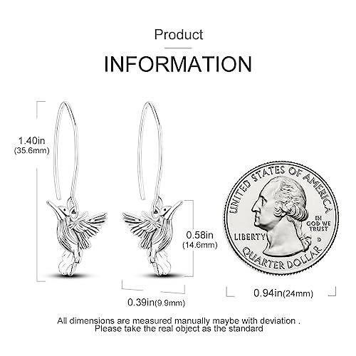 Hapour 925 Sterling Silver Hummingbird Hoop Earrings for Women, Peace Dove Bird Dangle Earrings Hypoallergenic Jewelry Memorial Hummingbirds Gifts for Her 5