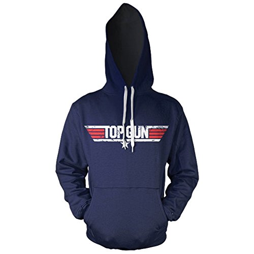 Preisvergleich Produktbild Top Gun Offizielle Beunruhigte Logo Navy Hoodie Kapuzenpullover (XL)