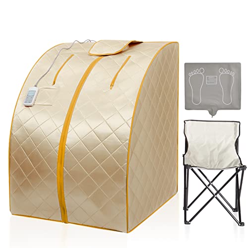 amocane Portable Infrared Sauna, 1 Persona at Home Full Body Sauna Spa, Dry Infrared Sauna Tent with Heating Foot Pad & Foldable Chair for Relaxation & Detox(L27.6”x W31.5”x H 37.8”)