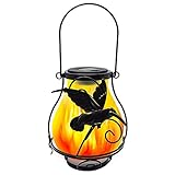 YangMeng Solar Metal Flame Lantern Light Outdoor Hanging Decorative Lighting Powered Waterproof LED Vintage Flame Umbrella Lamps for Patio Garden Deck Yard Decorations(Hummingbird)