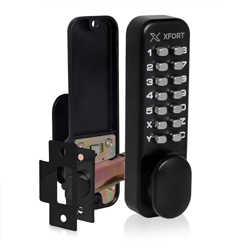 XFORT Digital Door Lock - Matt Black Keypad Combination Lock with Optional Hold Back Function