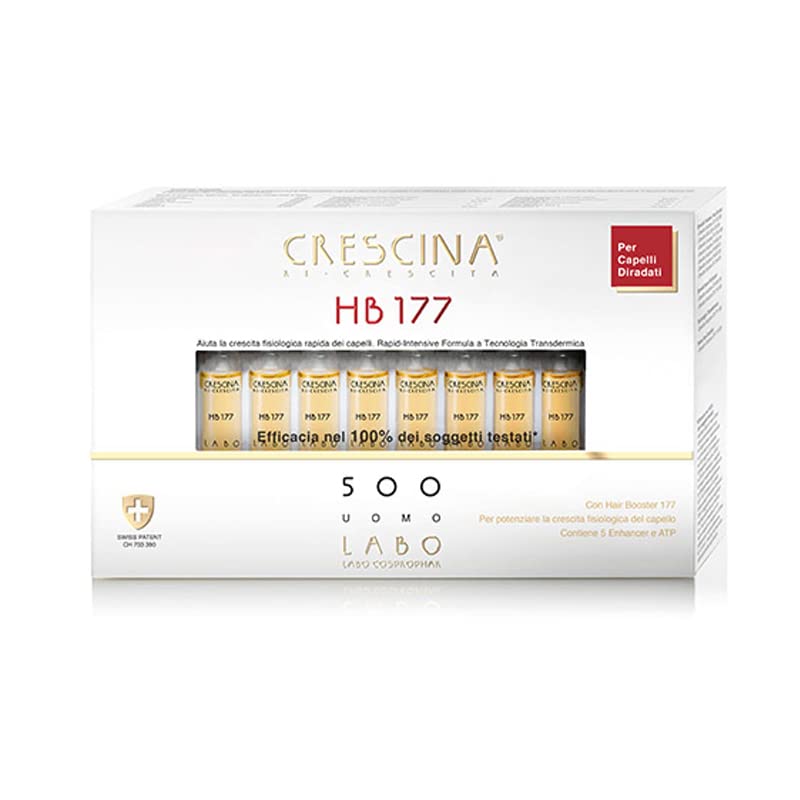 Crescina Transdermic Re-Growth HB 177 Hair Booster Treatment for Hair Regrowth 500 Men 20 vials