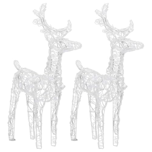 vidaXL 2x LED Rentier Beleuchtet Dekofigur Weihnachtsdeko Weihnachten Beleuchtung Außen Weihnachtsdekoration Figur Blau 80 LEDs Acryl