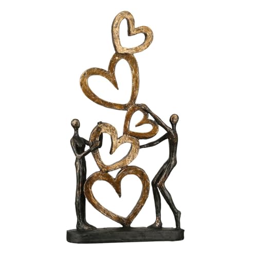 Sculpture, Couple Motif, Poly, Bronze Colored, Gold-Colored, Pu 1, L. 7 Cm, W. 21 Cm, H. 41 Cm