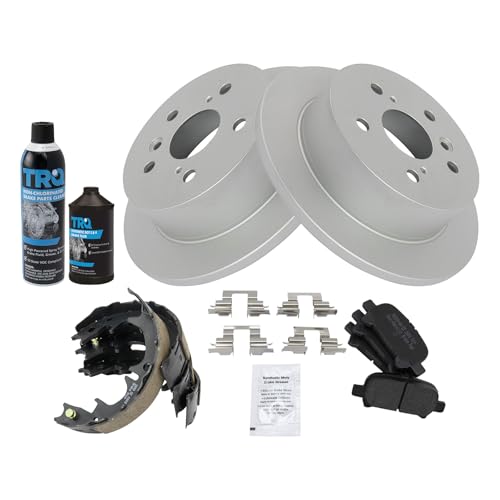 Image of TRQ Rear Brake Pad & Rotor Kit Semi-Metallic Compatible with 2005-2007 Toyota Avalon 2002-2006 Camry 2004-2008 Solara
