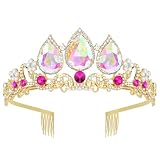 Semato Princess Crown for Girls Princess Character Costumes Girls Tiara Halloween AB Crystal Crown for Birthday Party and Dress-up Parties