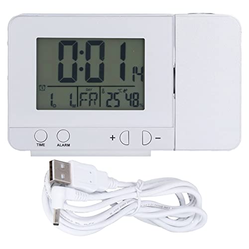JAOCDOEN Projection Alarm Clock Backlit LED USB Charging Multifunctional Clock with Time Temperature Projection