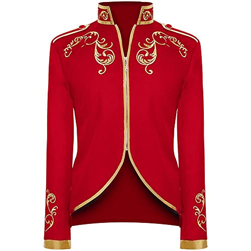 Gajaous Herren Court Prince Vintage Slim Fit Jacke Gold bestickte Jacke Anzug Halloween Kostüm Cover