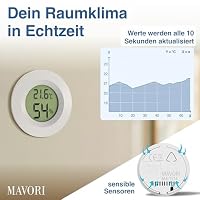 MAVORI® 3er Set Mini Thermometer Hygrometer rund - digitaler Luftfeuchtigkeitsmesser & Raumthermometer mit Spangen-Einbau, C/F & on/off Funktion - für Innenräume, Reptilien, Filament, Grow – Ansicht 4