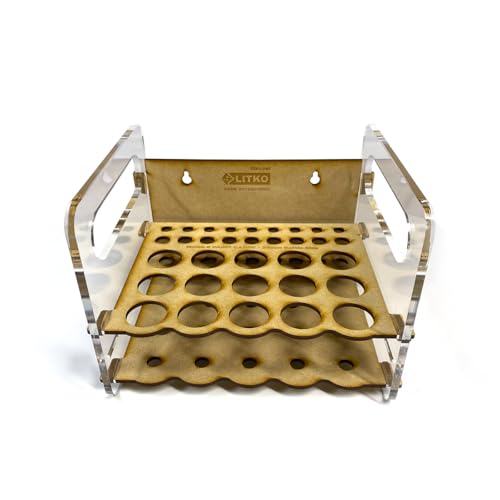 LITKO Mobile Paint Caddy | 15 Bottles + 18 Brushes | 26mm Vallejo Dropper