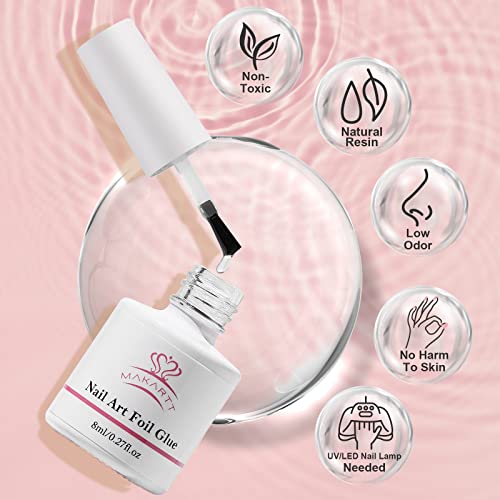 Makartt Nail Foil Glue Gel With 10Pcs Flower Foil Transfer Stickers Set, Foil Nail Glues Gel Adhesive Nail Foil Decals Nail Design Kit For Diy Nail Decoration Women Girls(8Ml) #TOP1