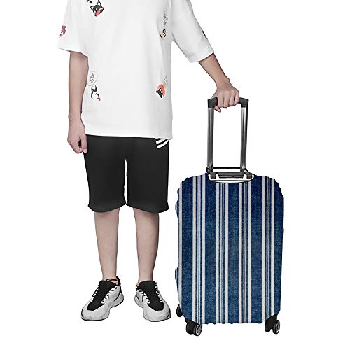 Housse de transport pour bagages extensible - Protection valise rayée bleue et blanche - 4