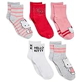 Hello Kitty Women's 5 Pack Clean Ribbed Short Ankle Socks