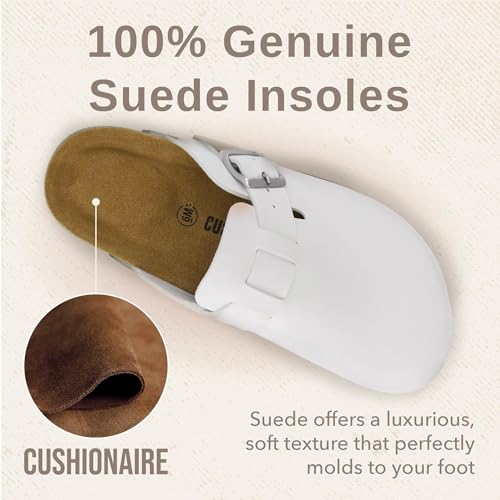Image of CUSHIONAIRE Hana Womens Clogs | Comfortable Vegan Suede Clogs for Women | Slip On Potato Shoes with Cork Footbed & Arch Support | Memory Foam, Wide Widths Available
