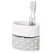 Creative Scents Mirror Damask Bathroom Toothbrush Holder, Family Brush Toothpaste Cup- Holds Multiple Standard/Electric Toothbrushes,(Gray & White)