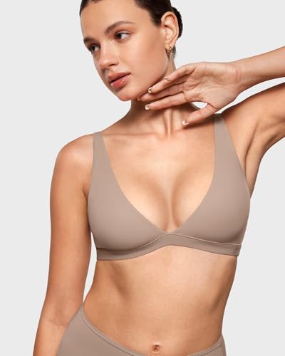 Image of INLYRIC Women's Inbarely Soft Plunge Bralette - Deep V Unlined Triangle No Padding No Underwire Sexy Comfort Sleep Bra