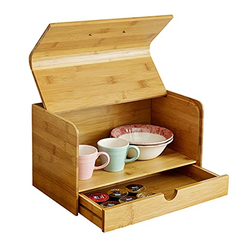 Boîte à pain en bambou durable avec couvercle rabattable de cuisine - 2