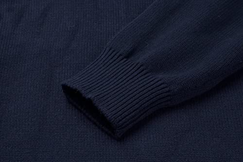 Magnivit Sweatshirts For Men Fleece Quarter-Zip Striped Pullover Navy Lake Blue #TOP3